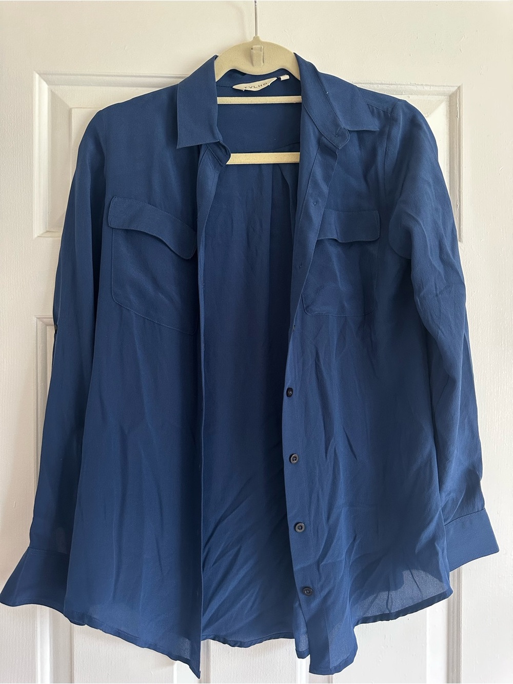 Tylho 100% Silk Royal Blue Button Down Shirt